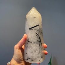 Load image into Gallery viewer, Large Tourmaline in Quartz Tower (Small Chipped Point)